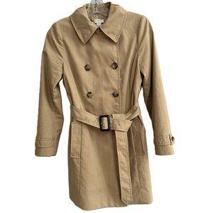 J.Crew Ladies Trenchcoat Size 2 Petite (2P) Tan